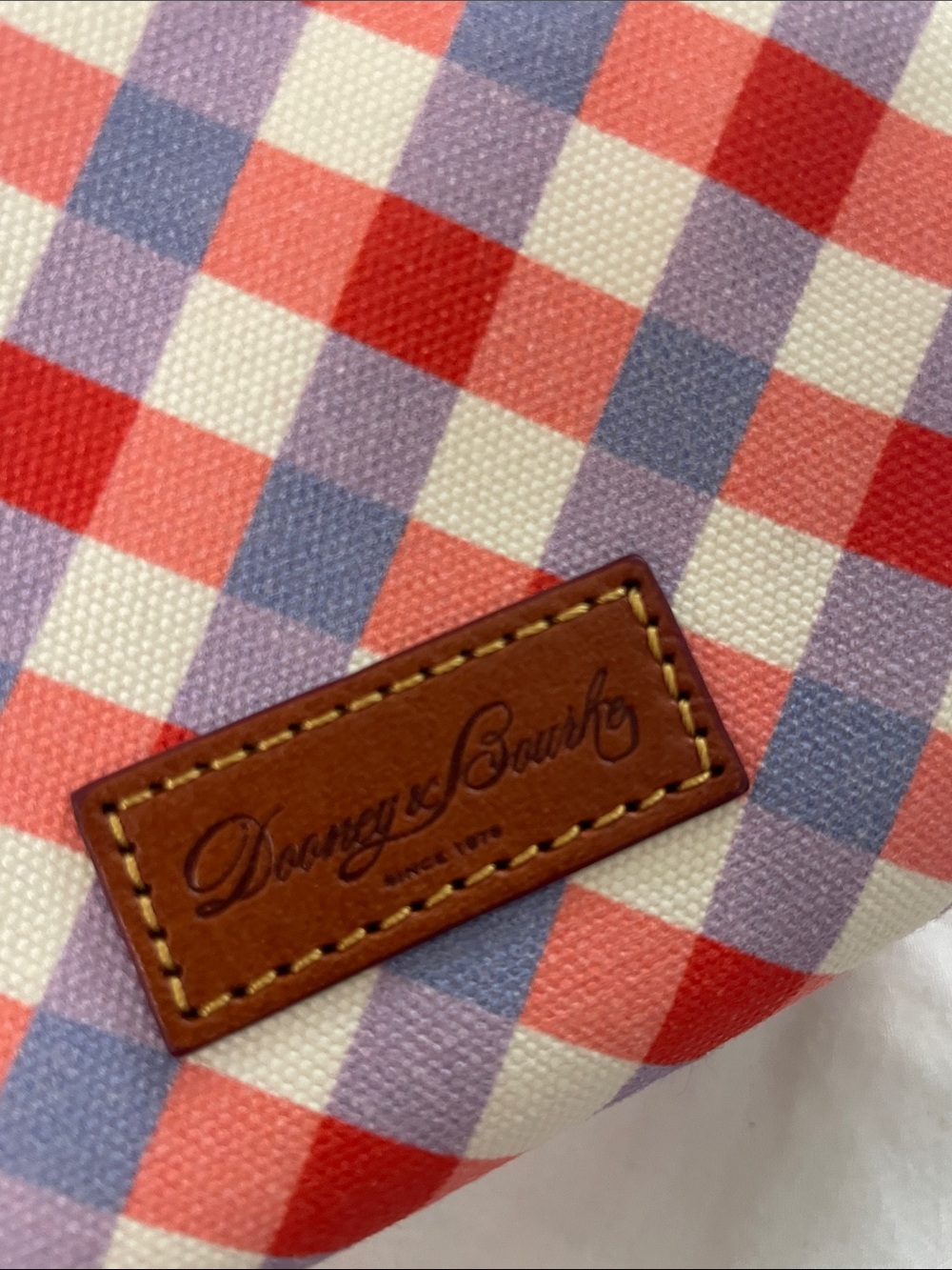 NWT Dooney & Bourke Red, Cream, and Lavender Gingham Mini Pouch - Picture 5 of 10